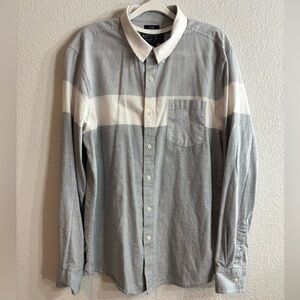 American Rag Gray and White Casual Button Down Shirt Men Large Western